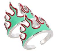 NIYANGLE Anillo Abierto Ajustable de Llama para Mujer, Anillo de Joyería Metálico Diseño Creativo de Fuego, Adecuado para Fiestas, Bodas y Uso Diario, Accesorio de Moda Unisex
