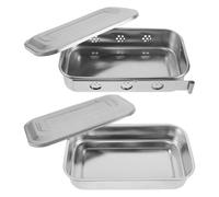 NIYANGLE Bandeja Esterilizadora para Herramientas de Uñas 2 Unidades Acero Inoxidable 20 Cm Agujeros Caja de Remojo y Limpieza para Manicura Profesional Salón