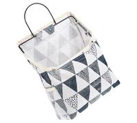 NIYANGLE Bolsa de Almacenamiento para Colgar en Pared, Lona Negra | Bolsillo Grande, Dos Laterales de Malla, Marco Metálico, para Snacks y Revistas, Uso Diario