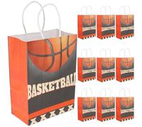 NIYANGLE Bolsas de Papel para Regalos de Baloncesto Asas, 10 Unidades, Tamaño Mediano, Diseño Deportivo para Fiestas de Cumpleaños y Eventos Temáticos de Baloncesto
