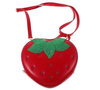NIYANGLE Bolso bandolera de fresa para niñas: Precioso bolso con forma de fresa para niñas. Moderno bolso bandolera con correa ajustable para uso diario y viajes cortos.