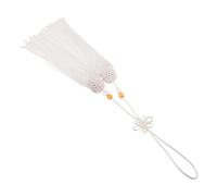 NIYANGLE Borla Tradicional de Espada para Artes Marciales y Obras de Teatro, Accesorio Chino de Kung Fu Nudo, Borla White para Abanico Plegable