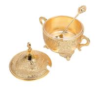 NIYANGLE Bote para Condimentos Tallado de Aleación Dorada, Tarro de Especias Tapa para Almacenamiento en Cocina, Accesorio Práctico para Hogar y Conservación de Sal, Multiusos y Compacto