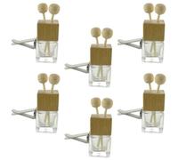 NIYANGLE Botellas de Aromaterapia para Coche 8ml 6 Piezas, Difusor de Aceites Esenciales de Vidrio Tapa de Madera, Ambientador para Vehículo y Baño, Botellas Pequeñas de Aroma