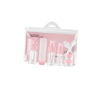 NIYANGLE Botellas Recargables de Viaje Pet con Pulverizador y Tarros para Cremas Portátiles y Ligeros para Champú Loción Crema Facial y Tónico Color Rosa Elegante