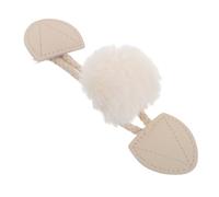 NIYANGLE Botones de Palanca de Cuerno para Coser, Cierres de Abrigo Beige Pompón de Lana, 1 Par para Chaquetas y Abrigos, Accesorios de Costura DIY para Ropa y Manualidades