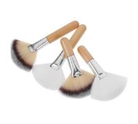 NIYANGLE Brochas de Maquillaje Abanico para Polvos y Rubor, Pincel Facial de Madera y Pelo de Nailon, 4 Piezas, sin Caída de Cerdas