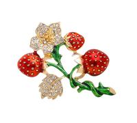 NIYANGLE Broche de Fresa de Aleación Gemas de Imitación, Diseño Vintage de Esmalte y Gotas de Aceite, 1 Pieza para Mujer, Accesorio Adecuado para Ropa, Fiestas y Trajes Elegantes