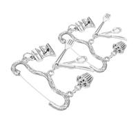 NIYANGLE Broche Decorativo de Aleación de Zinc Plata, 2 Piezas, Pin Decorativo y Broche Conmemorativo de Cocina para Chef Profesional y Pastelero, para Cocina y Obrador