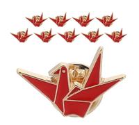 NIYANGLE Broche Lindo Emblema de Grulla de Origami de Aleación, 10 Piezas, Rojo, Compacto y Portátil, Ligero, para Oficina y Viaje