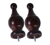 NIYANGLE Cabezal Decorativo y Estilo Rústico Diseño de Tornillo Ajuste Seguro 2 Piezas para Barra de Cortina de Madera de 28mm para Decoración Vintage