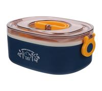 NIYANGLE Caja Bento Portátil de Acero Inoxidable 0.6l con Compartimentos y Diseño Ovalado para Snacks y Camping, Apta para Microondas y Uso Diario