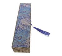 NIYANGLE Caja de Almacenamiento de Pergaminos de Brocado con Diseño de Pluma de Pavo Real, Soporte Organizador para Caligrafía y Pinturas Chinas, Material Duradero, Tamaño Adaptable, Color