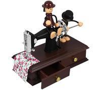 NIYANGLE Caja de Música Creativa Diseño Retro de Máquina de Coser Adorno de Escritorio para Cumpleaños Obsequio Infantil Decorativo Mecanismo Musical Clásico