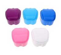 NIYANGLE Caja para Dentaduras Postizas con Cesta Coladora y Tapa Hermética de Pp, 5 Piezas, Resistente Oxidación, Adecuado para Almacenamiento en Casa y Viajes