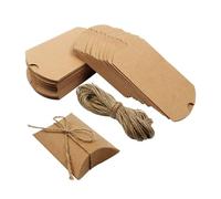 NIYANGLE Cajas De 100 Uds. Caja De Almohada Cajas De De Joyería De Madera Para Para Embalaje Novia Bolsas Azules De Tarjeta De Vaca Cuerda De
