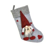 NIYANGLE Calcetín Navideño Muñeco de Franela y Lana Artificial Rojo, Bolsa Decorativa, Colgante para Árbol, Tamaño Mediano, Suministro Navideño para Hogar y Oficina