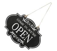 NIYANGLE cartel abierto colgante letrero de neón abierto tapón señal a LED cartel o y cerrado colgante o cerrado de puerta a de la tienda Madera Black