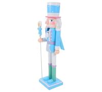 NIYANGLE Cascanueces Tradicional de Madera 38 CM Color Azul Claro Figura Decorativa de Soldado para Decoración Navideña de Mesa y Repisa Adorno Festivo para Hogar y Eventos