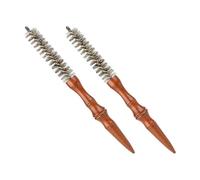 NIYANGLE Cepillo Redondo Mini para Peinar Cabello y Barba 2 Piezas Mango de Madera Cerdas de Jabalí Antifrizz Peine Espiral para Rizos y Desenredar Adecuado Uso Profesional y Diario
