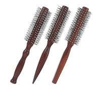 NIYANGLE Cepillo Redondo Voluminizador para Cabello Cerdas de Nailon y Mango de Madera, 3 Piezas, Portátil para Peinar y Desenredar Cabello Húmedo y Seco, Adecuado para Viaje y Uso