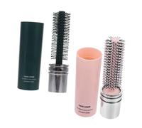 NIYANGLE Cepillos Redondos De Viaje Para Cabello 2 Unidades Tamaño Pequeño Compacto Para Secar y Peinar Hombres y Mujeres Uso Portátil Viajes Bolsillos Colores Rosa y Verde Oscuro