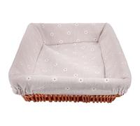 NIYANGLE Cesta Tejida de Almacenamiento con Forro de Tela Floral Color Miel, Organizador Multifuncional para Frutas, Pan y Artículos Varios, Cesta Decorativa para Cocina y Escritorio