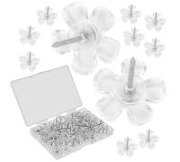 NIYANGLE Chinchetas Transparentes Forma de Flor 100 Unidades para Corcho Multifuncionales y Reemplazables Ideales para Oficina Decoración y Fijación Mapas