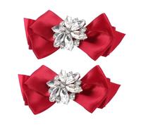 NIYANGLE Clips para Zapatos de Mujer con Lazo y Cristales Decorativos, Hebilla de Zapato para Boda y Fiesta, Decoración Reutilizable para Tacones y Sandalias, Accesorio Elegante Color Vino