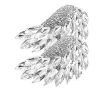 NIYANGLE Clips para Zapatos de Tacón Desmontables 2 Piezas, Hebilla Ala y Gemas de Imitación, Accesorios DIY para Sandalias y Zapatos de Boda, Broche Elegante Plateado