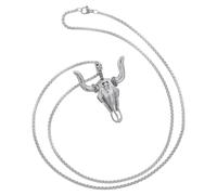 NIYANGLE Collar con colgante de calavera de cabra: joyería de acero de titanio estilo punk - Cadena decorativa con calavera gótica - Accesorio novedoso de temática occidental para festivales y