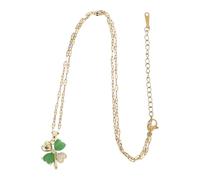 NIYANGLE Collar Suerte Colgante de Trébol de 4 Hojas, Cadena Delicada para Clavícula, Joyería Antideslustre en Color Verde, Accesorio para Mujer y Niñas en Ocasiones Obsequios