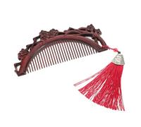 NIYANGLE Compact Wooden Hand-carved Cherry Blossom and Sandalwood Comb for Hair Massage and Essential Oil Massage Vintage Chinese Style Comb for Women Anti-static Pouch