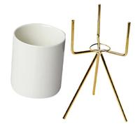 NIYANGLE Contenedor de Cerámica Dorado para Utensilios y Palillos, Organizador Simple y Elegante para Cocina y Banco de Trabajo, Soporte para Cuchillos y Tenedores