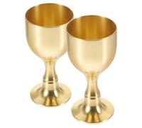 NIYANGLE Copa de Latón Vintage Pie Pequeño 20g Juego de 2 Copas para Ofrendas Religiosas y Ceremonias Budistas Vaso Metálico Decorativo para Agua Sagrada y Rituales