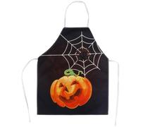 NIYANGLE Delantal Sencillo de Algodón y Lino Diseño de Calabaza para Mujer, Resistente a Manchas, Adecuado para Cocinar y Crear Ambiente de Halloween