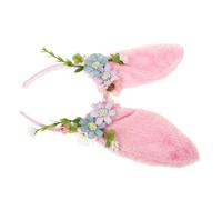 NIYANGLE diadema de conejita traje de cosplay de animales accesorios para el cabello con orejas de conejo sombreros de cosplay de conejito diadema de conejo de dibujos animados tela rosa