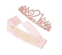 NIYANGLE Diadema de Cristal para Años Conjunto de Tiara de Faja para Despedida de Soltera y Decoración de Cumpleaños
