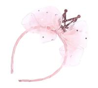 NIYANGLE Diadema de Encaje Rosa Purpurina con Diseño de Tiara para Niñas, Accesorio para Cumpleaños y Fotos Familiares, Diseño Hermoso y Material de Aleación