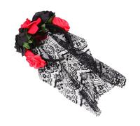 NIYANGLE Diadema de Flores de Imitación Negra Velo de Encaje Ligera y Cómoda para Halloween y Fiestas de Disfraces