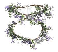 NIYANGLE Diadema de Flores para Mujer Hecha a Mano Rhinestone y Plástico, Cómoda y Única, Adecuado para Bodas y Cumpleaños, Pack de 2 Piezas