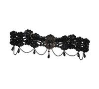 NIYANGLE Diadema de Halloween Banda de Encaje Cabello Diadema de Estilo Reina y Gemas para Fiesta de Disfraces
