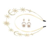 NIYANGLE Diadema de Sol y Luna Cristales y Aleación Tocado Medieval Doble Capa Diseño de Estrella de Seis Puntas Accesorio para Fiesta Graduación y Disfraz Mujer