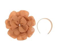 NIYANGLE Diadema Floral Ancha Cuentas y Flores Tridimensionales en Tonos Marrones, Tocado Perlas para Boda, Fiesta y Eventos, Accesorio Versátil para Mujer y Niña