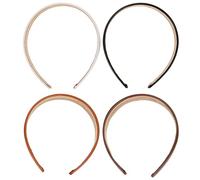 NIYANGLE Diademas Anchas para Mujer 4 Piezas PU Cuero Accesorios Cabello Retro Versátiles para Lavarse la Cara Fiestas Conciertos