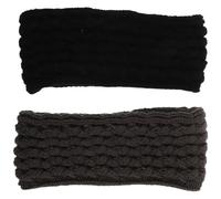 NIYANGLE Diademas Calentadoras de Orejas de Invierno para Mujer 2 Unidades, Diadema Tejida de Lana Acrílica Gruesa en Gris Oscuro y Negro, Accesorios Térmicos para Ciclismo,
