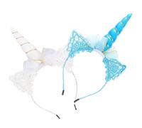 NIYANGLE Diademas de Unicornio para Niñas 2 Pcs Accesorios Fiestas Cumpleaños Tocado Creativo Aros Únicos Cabello Diseño Elegante Duraderos para Cosplay