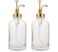 NIYANGLE Dispensador de Bomba para Jarabe de Vidrio 2 Piezas, Botella Multiuso 250 Ml Acero Inoxidable y Tapa Antigoteo, Adecuado para Cocina, Cafetería y Bar Doméstico