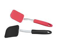 NIYANGLE Espátula de Cocina de Silicona Resistente al Calor Mango de Acero Inoxidable, 2 Piezas (negro Mate y Rojo), Antiadherente, para Freír y Cocinar en Casa, Utensilios Portátiles
