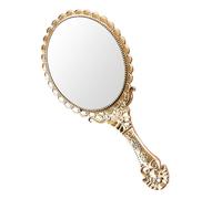 NIYANGLE Espejo de Mano Pequeño Vintage con Diseño Barroco y Reflejo Real, Aluminio y Plástico, Adecuado para Maquillaje y Viaje al Aire Libre
